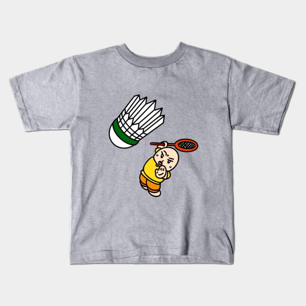 Aim for badminton smash Kids T-Shirt by Andrew Hau